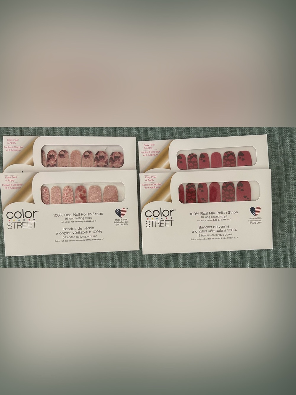 Color Street Valentine’s Nail Strips Lot of 4 Hearts Pink Glitter Retired NIP - Picture 1 of 2